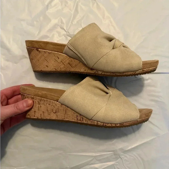 Life Stride Mallory Slide Cork Wedges Size 8.5 - Picture 1 of 7